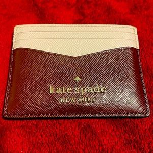 Kate Spade Cardholder - Pink and Maroon Saffiano Leather